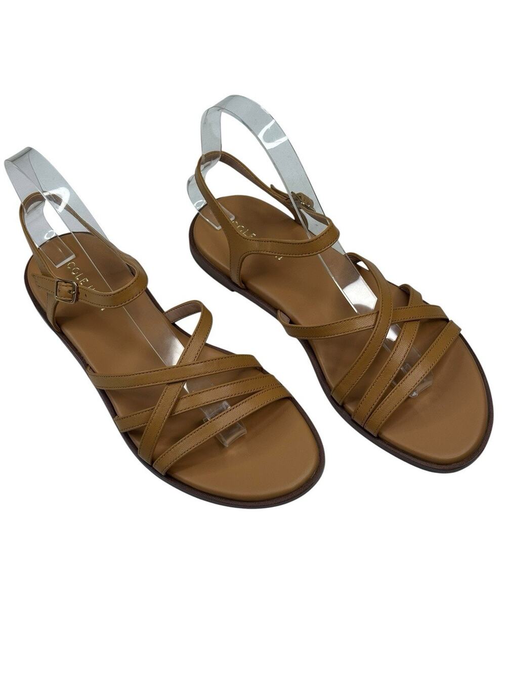 Cole Haan Flynn Flat Strappy Sandals Biscuit Leather Womens Size 6.5B New $140